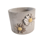 Cement Plant Pot With Floral Detail