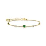 Bracelet With Green And White Stones Gold - L19V