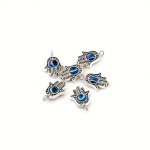 10PCS Alloy Evil Eye Palm Shape Charms Hamsa Hand Scrollable Devil Eye Pendants Antique Jewelry Making Diy Handmade Craft Small