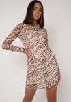 Mesh Dress - Cream Brown Zebra
