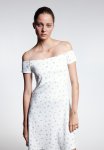 Off-the-shoulder Jersey Dress - Cream Floral