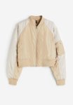 Padded Bomber Jacket - Beige Block-coloured