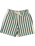 Striped Elastic Waist Cotton Shorts - 3 4 Green