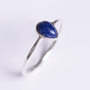 Silver Stack Teardrop Blue Sapphire Gemstone Ring - 7 / Blue Sapphire