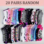 20 Pairs Colorful Cartoon Graffiti Pattern Ankle Socks Comfy & Breathable Short Socks Women's Stockings & Hosiery