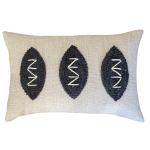 Zulu Pattern 2 Punch Needle Scatter Cover - 60CM X 40CM Charcoal On Oatmeal Fabric