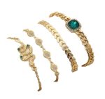 Emerald-style Alloy gold Plated 4-PIECE Bracelet Set