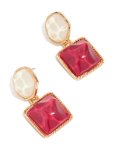 Goldair Gold Organic Red Pool Effect Round & Square Drop Earrings