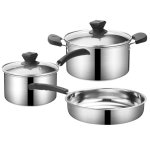 Stainless Steel Cookware Set With Glass Lids Set Of 3