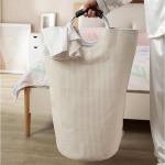 Laundry Basket Dirty Clothes Hamper With Handles - Beige