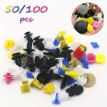 50 100PCS Automotive Universal Hybrid Door Panel Bumper Expansion Screws Threading Nails Plastic With Tool Interior Panel Snap C
