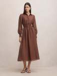 Elissa Shirred Waist Midi Dress - 20 Shaved Chocolate