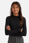 Ribbed Jersey Turtleneck Top - Black