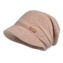Women Slouchy Knit Hat Winter Fleece Lined Beanie Skull Cap With Visor Brim