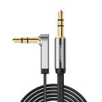 UGreen U Green AV119 Right Angled 3.5MM Flat Aux Cable 2M Black silver