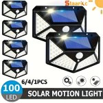Staaricc 6/4/1PC Solar Lights 100 LED Super Energy Saving Lamp With Motion Sensor Security Lights 3 Modes 270 Light Range Wall L