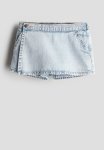 Wrapover Denim Skort - Light Denim Blue