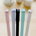 5PCS Pp Material Multifunction Cartoon Cat Gel Pen Set - Cute Wagging Tail Design With Black Ink For Students Signature And Writ