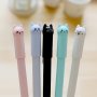 5PCS Pp Material Multifunction Cartoon Cat Gel Pen Set - Cute Wagging Tail Design With Black Ink For Students Signature And Writing.