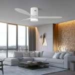 Hugger Wooden 3-BLADE Ceiling Fan With LED Light Kit White Black - Black