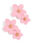 Goldair Gold Double Pink Flower Earrings
