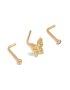 Goldair Gold Plated Surgical Steel Butterfly Nose Piercings 3-PACK