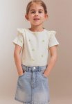 Frill-trimmed Ribbed T-Shirt - White Lemons