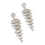 Silver Pyramid Drop Earrings