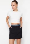 Black Denim Detail MINI Skirt - Schwarz