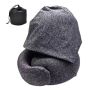 Snail Travel Neck Pillow With Attached Hoodie Cap - Grey