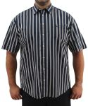 MENS SHORT SLEEVE STRIPE SHIRT - 8XL Navy wht