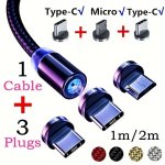 1PC Magnetic Fast Charging One Driven Three Data Cable For Android Type-c Three-in-one Charging Cable