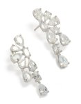 Silver Cubic Zirconia Lovely Flower Pear Drop Earrings