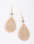Goldair Gold Filigree Teardrop Earrings