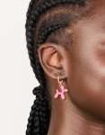 Goldair Gold Pink Balloon Dog Huggie Earrings