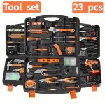 @home Home Repair Hand Tool Kit - 15PCS Or 23PCS Manual Toolbox Set With Hardware Combo For Car And Yard Maintenance