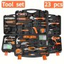 @home Home Repair Hand Tool Kit - 15PCS Or 23PCS Manual Toolbox Set With Hardware Combo For Car And Yard Maintenance