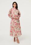 STELLAR Womens Button Through Maxi Dress With Binding Throughout In Multi Pink - Multi Pink 16