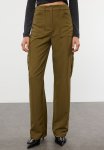 Cargo Straight Cut Double Pocket Woven Trousers - Khaki