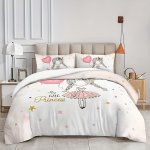 3PCS Duvet Cover Set Fashion Little Girl Print Bedding Set Soft Comfortable Duvet Cover For Bedroom Guest Room 1 Duvet Cover + 2