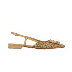 Raffia Jewel Slingback Flats -beige