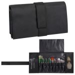 Luwoo Foldable Makeup Brush Bag For Women Portable Travel Makeup Brush Organizer Case With Brush Head Divider & Mesh Pouch Makeu