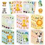 6PCS Diy Puzzle Sticker Games 6 Animals Make A Face Funny Assemble Jigsaw Stickers