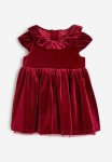 Collared Velvet Dress - Darl Red
