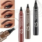 Microblading Waterproof Eyebrow Pen 4-TIP Split Head Design Long-lasting Natural Brow Makeup Smudge-proof Eye Enhancers Availabl
