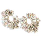 Silver Diamante Oversized Fan Earrings