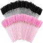 100pcs Disposable Mascara Wands Nylon Bristle Eyelash Brush Spoolies Unscented Eyebrow Extension Applicator With ABS Plastic Rod Normal Skin Compatible - Pink And Black