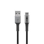 Usb-c To Usb-a Textile Cable With Metal Plugs - Space Grey silver