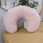 Feeding Pillow Cover Light Pink Small Checkered