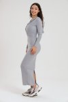 Danielle Hooded Long Sleeve Contour Maxi Evening Dress